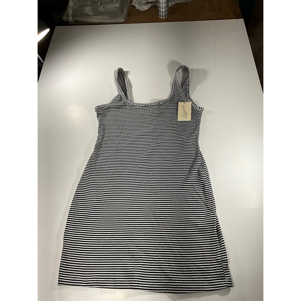 Universal Thread Womens Ribbed Knit Mini Dress Black White Striped Medium NWT